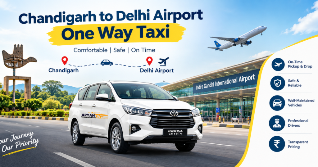 Best Chandigarh to Delhi Airport One Way Taxi Services